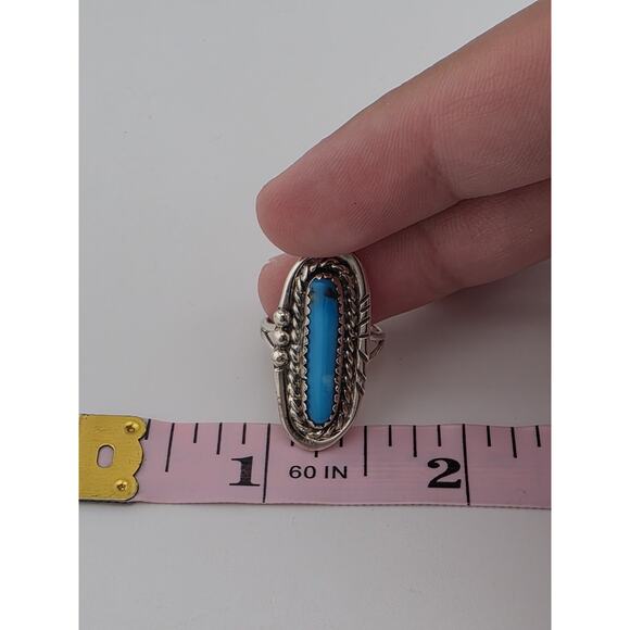 Vintage Sterling Silver Native American Turquoise Ring Size 4.5 - Picture 5 of 6